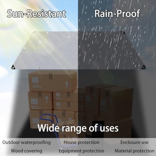 4m x 8m Grey Waterproof Poly Tarp with Grommets B510021