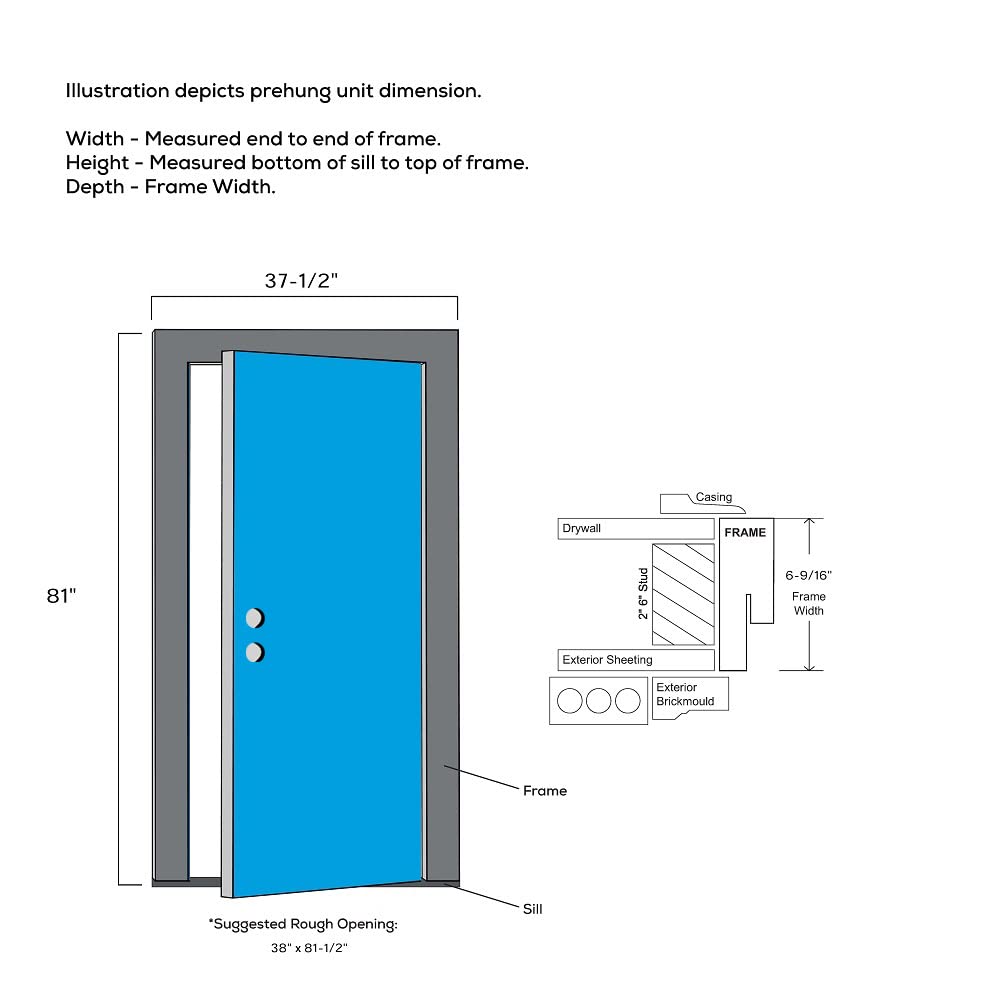 Primed Left Hand Outswing 1/2 Lite 2-Panel Clear Glass Steel Prehung Front Door 36" x 80" S936447