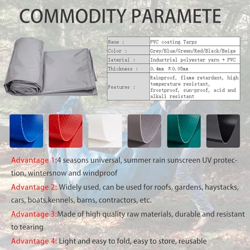 4m x 8m Grey Waterproof Poly Tarp with Grommets B510021