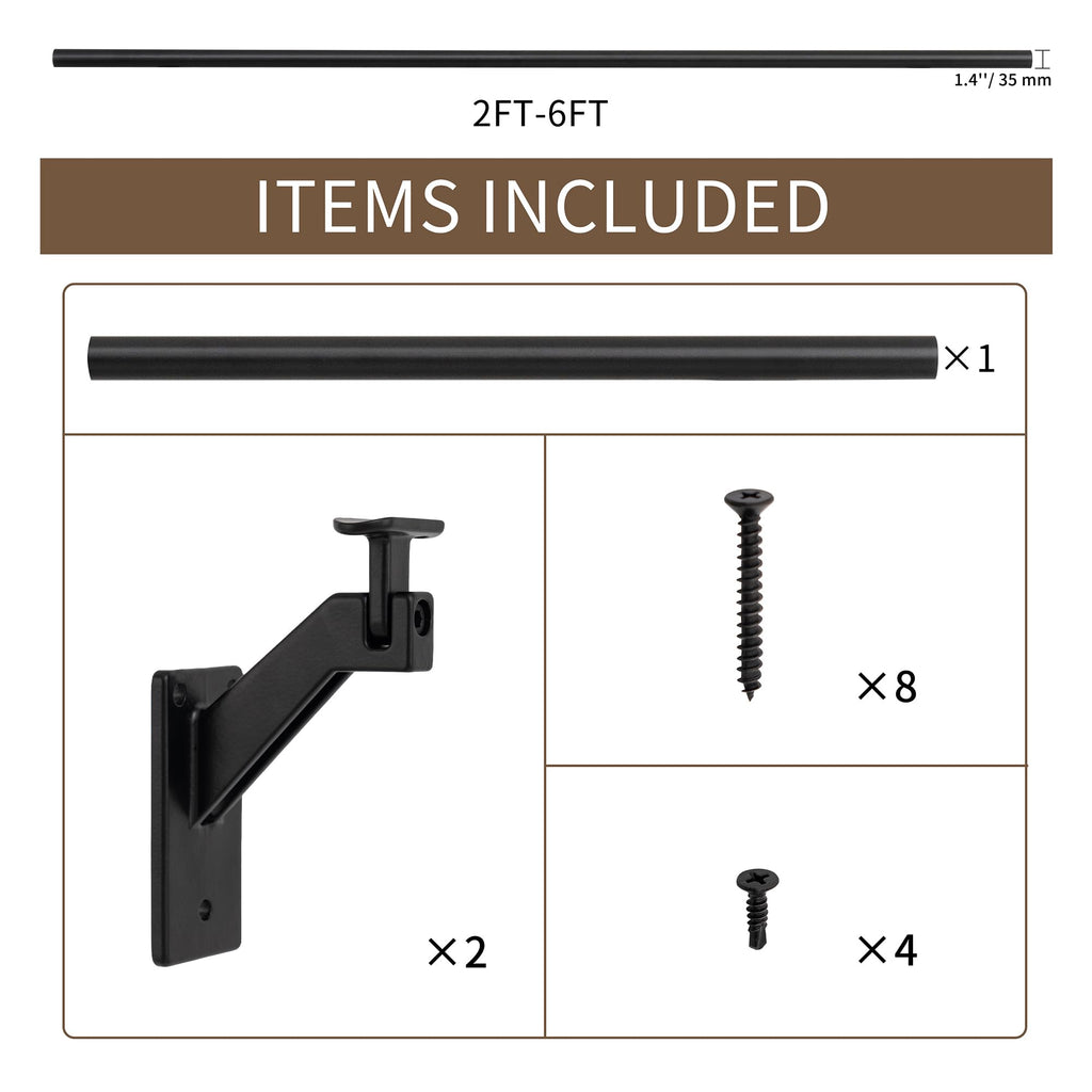 5 FT Aluminum Handrail Kit with Stainless Steel Brackets A8695