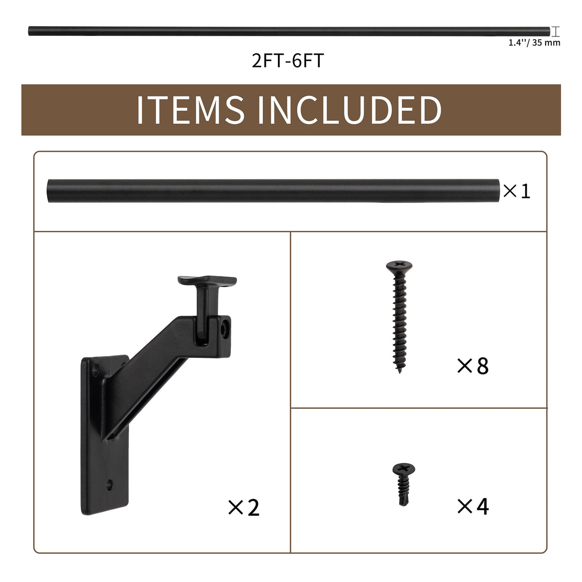 5 FT Aluminum Handrail Kit with Stainless Steel Brackets A8695