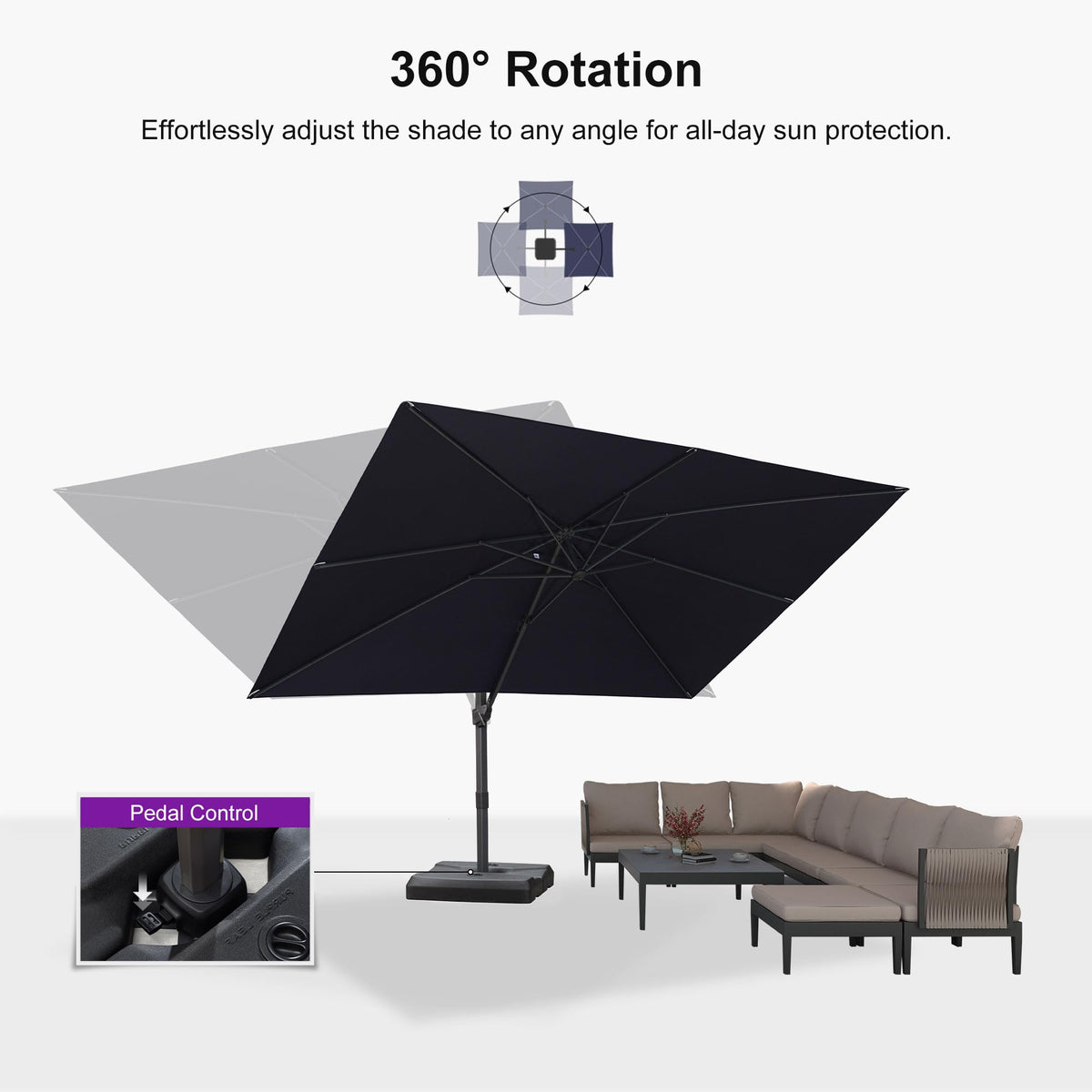 Navy Blue Cantilever Umbrella with Base E75026