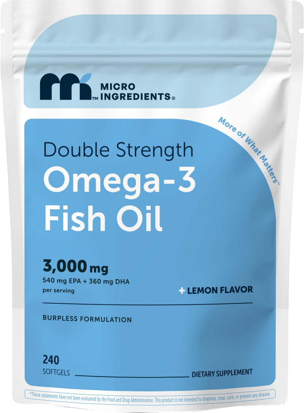 Omega 3 Fish Oil 3,000mg 240 Softgels Lemon Flavored EPA DHA M688109