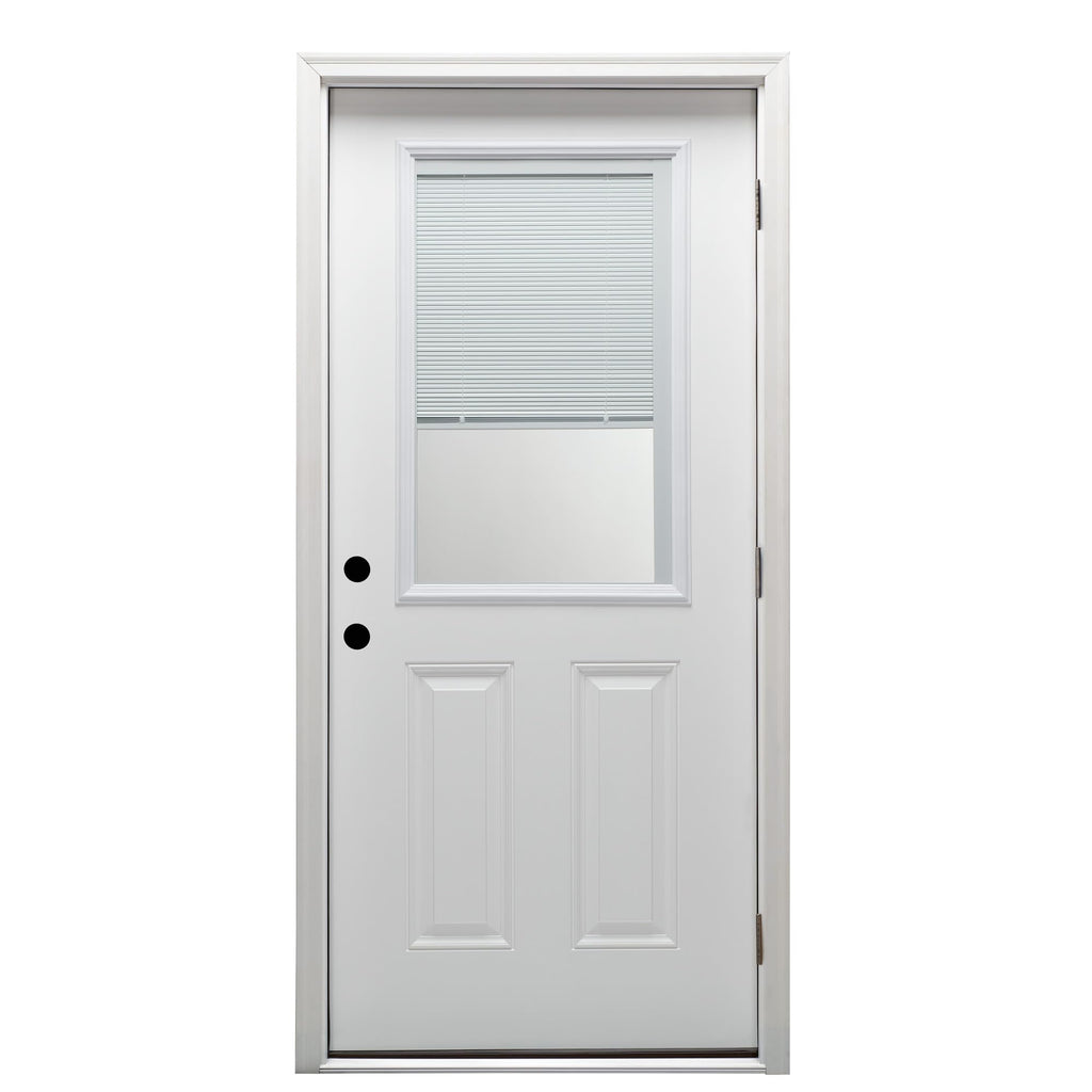 Primed Left Hand Outswing 1/2 Lite 2-Panel Clear Glass Steel Prehung Front Door 36" x 80" S936447