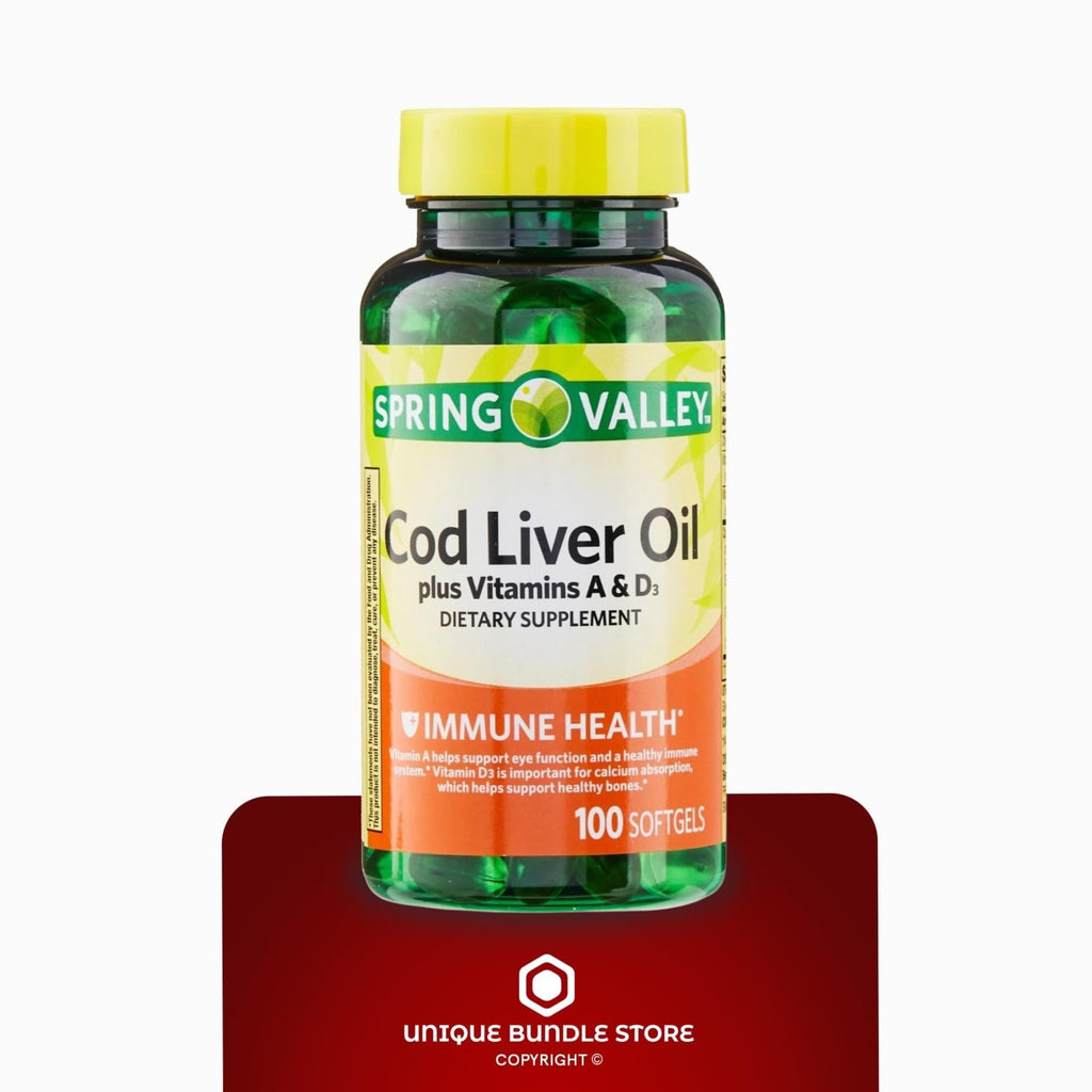 Cod Liver Oil Vitamins A & D3 100 Softgels Dietary Supplement Pack of 2 A19918