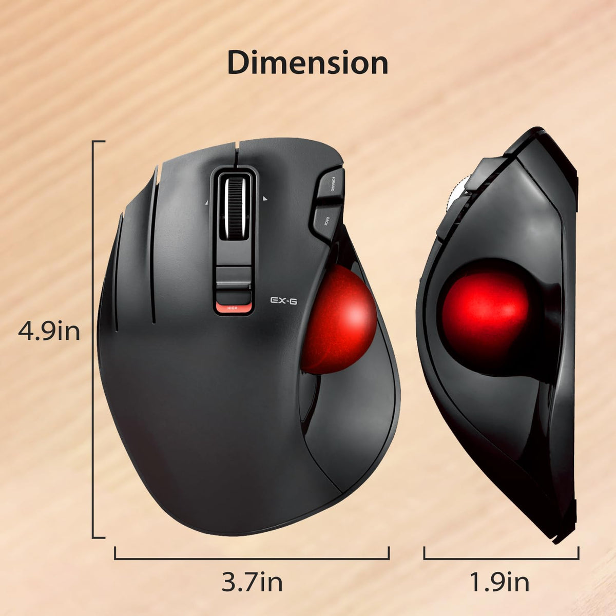 Wireless Left Handed Thumb Control Trackball Mouse Y477911
