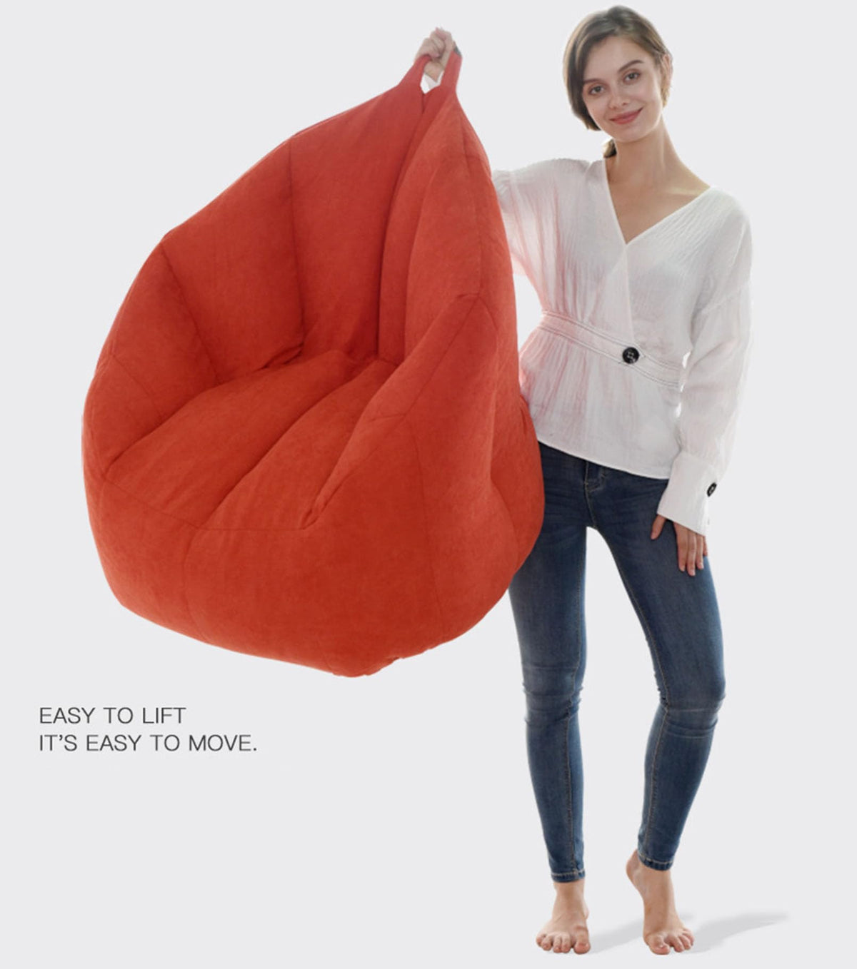 Yellow Cotton Linen Bean Bag Chair Cover 76x68x60cm B379929
