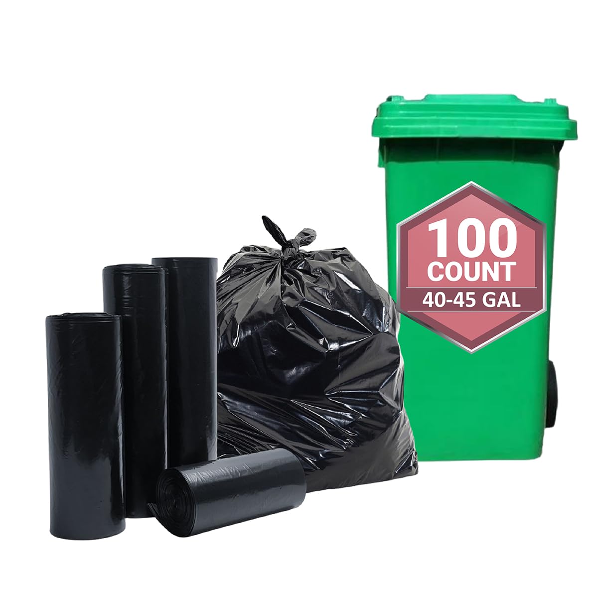 Heavy Duty Black Trash Bags, 100 Count, 40in x 46in X12649