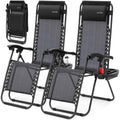 2 Pack Black Zero Gravity Lounge Chairs with Side Table X219