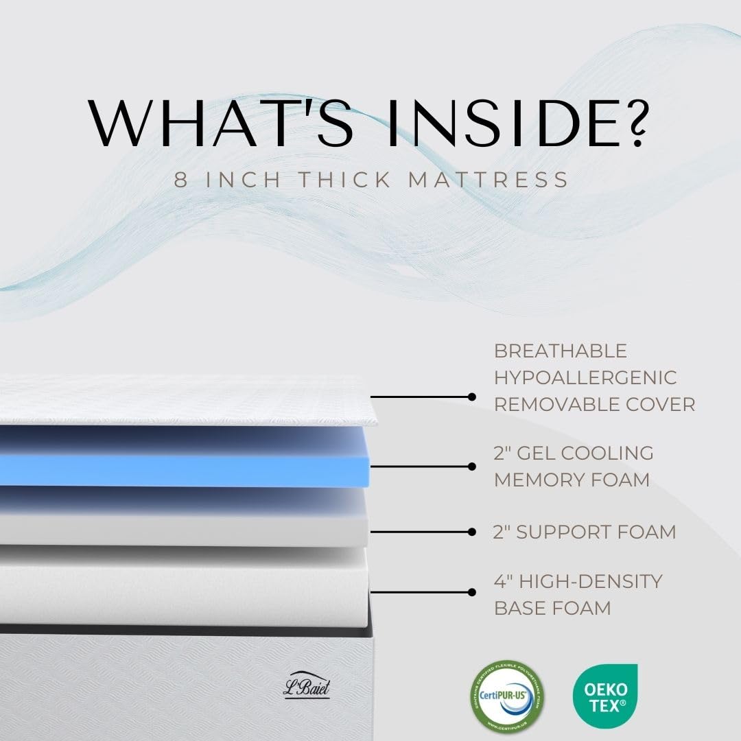 8 Inch Gel Memory Foam Twin Size Mattress O2948