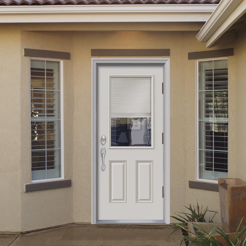 Primed Left Hand Outswing 1/2 Lite 2-Panel Clear Glass Steel Prehung Front Door 36" x 80" S936447