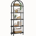 5 Tier Arched Wooden Bookshelf Metal Frame I9624