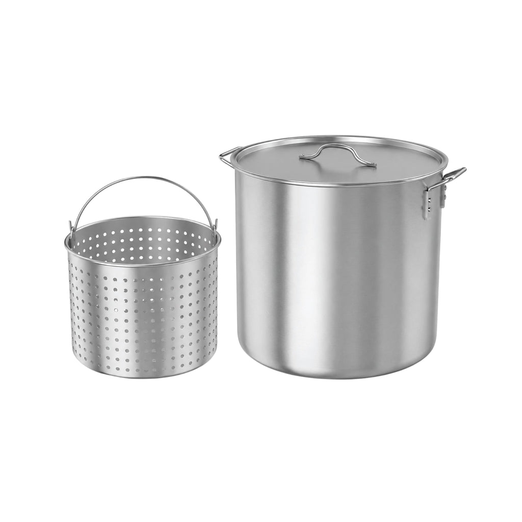 60Qt Aluminum Stock Pot with Strainer and Lid J6879
