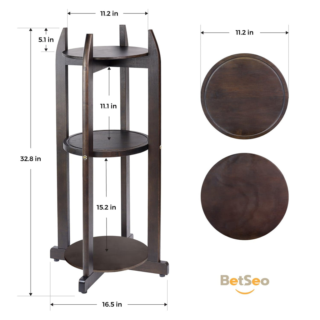 Solid Wood Water Dispenser Floor Stand with 3 Round Shelfs C199011