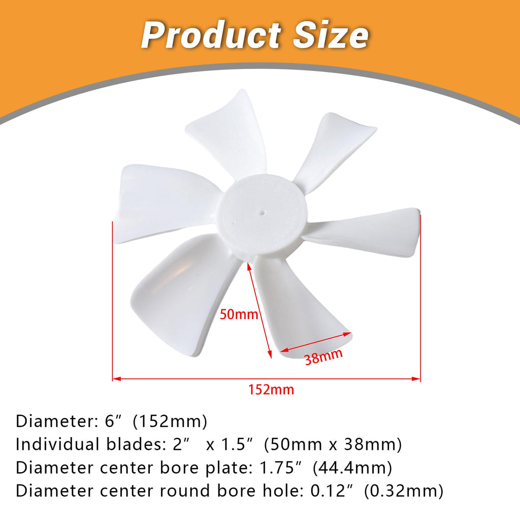 6 Inch RV Vent Fan Blade with D-Bore Z648