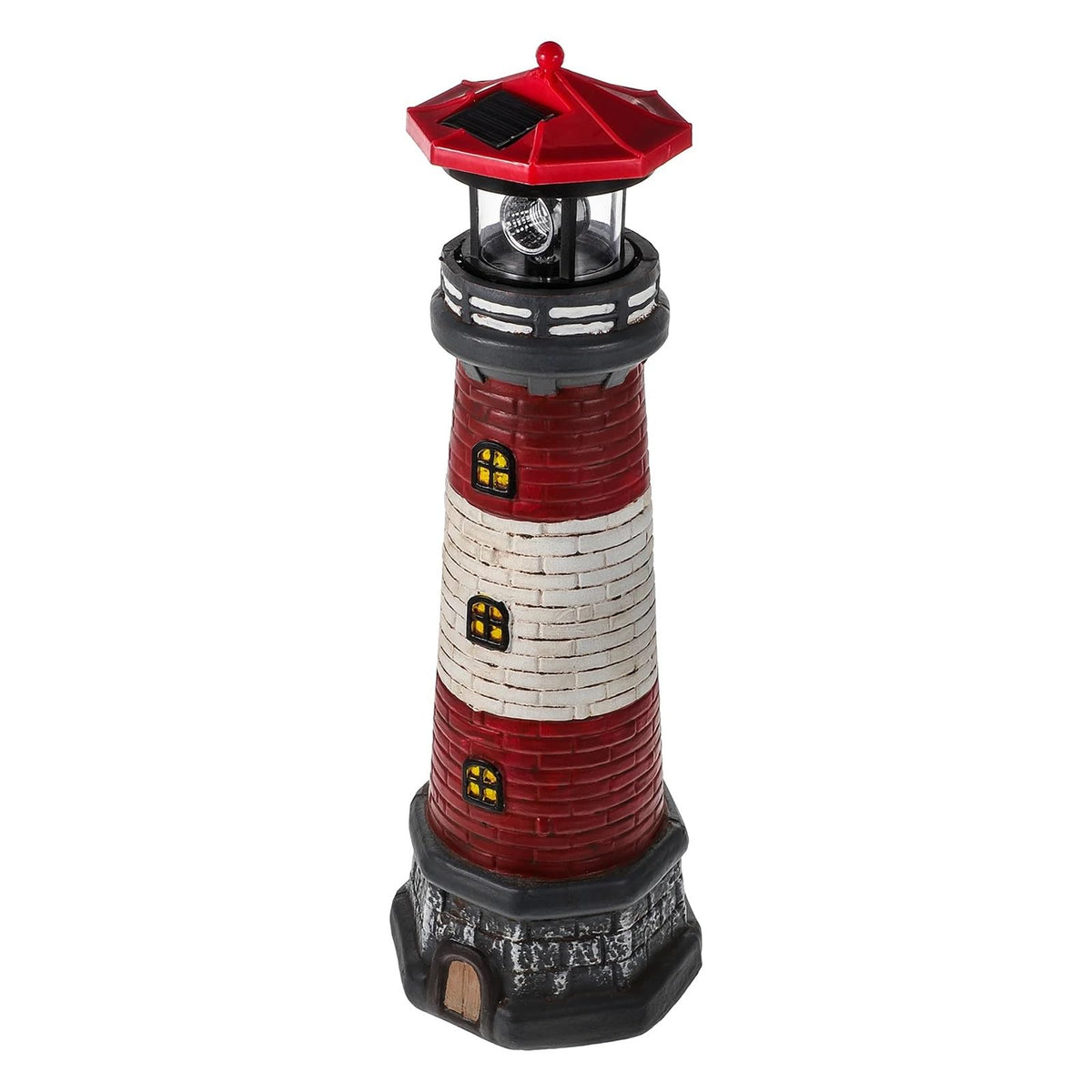 Solar Powered Lighthouse Rotating Beacon Red Resin Y92741