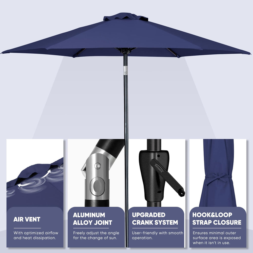 Patio Market Outdoor Table Umbrella with Push Button Tilt and Crank X486