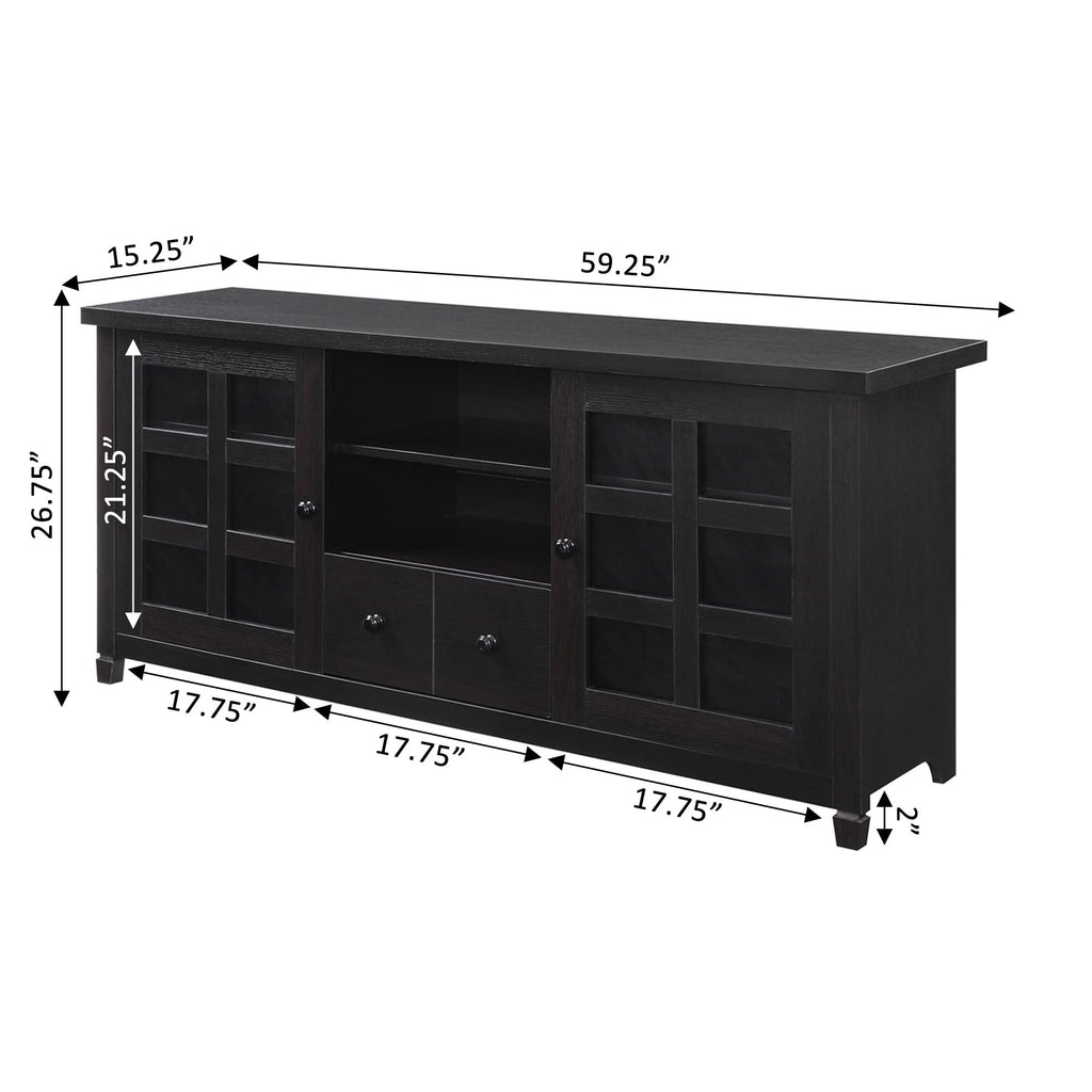Espresso 1 Drawer TV Stand with Storage Cabinets and Shelves F546