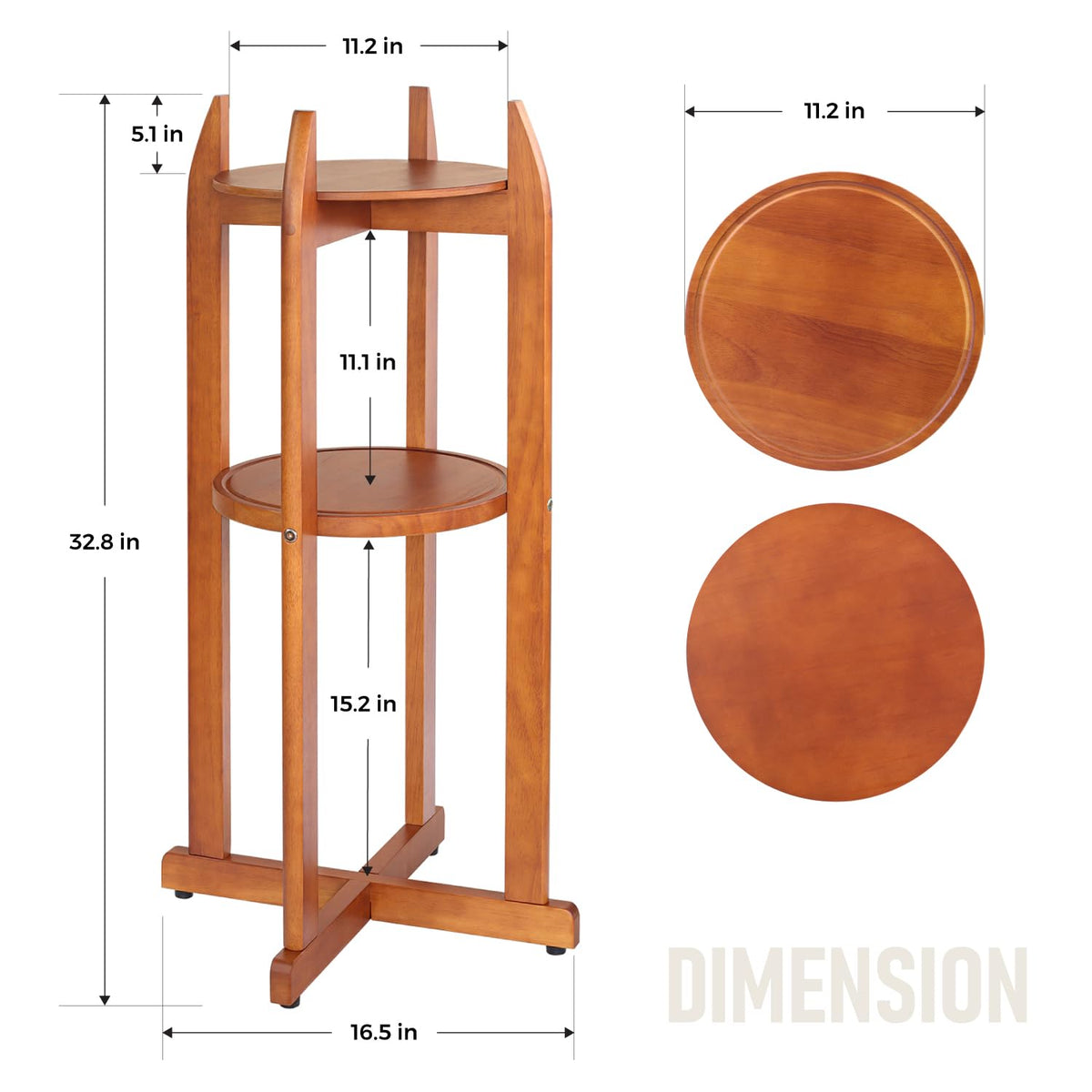 Solid Wood Water Dispenser Stand with 2 Shelves Q829