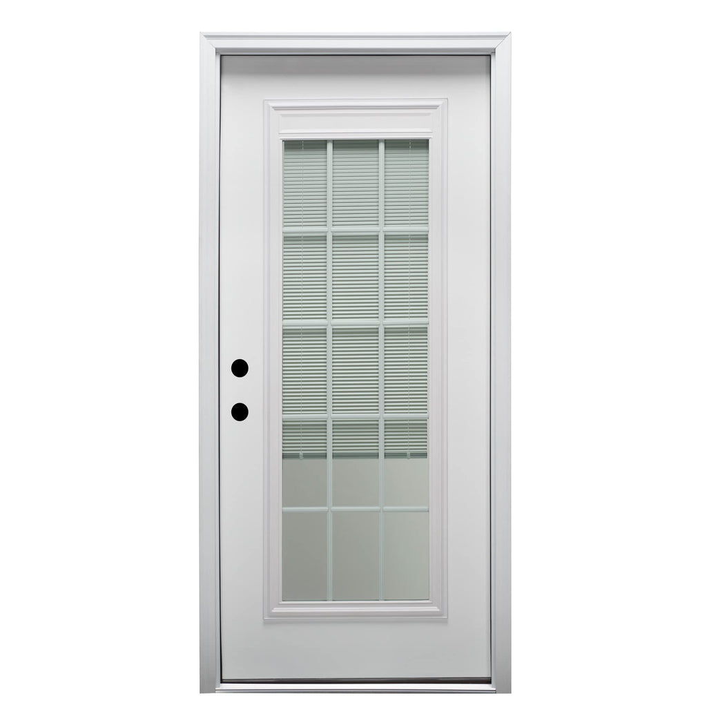 Primed Steel Right-Hand Inswing Full Lite Prehung Front Door 36" x 80" E8096