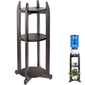 Solid Wood Water Dispenser Floor Stand with 3 Round Shelfs C199011