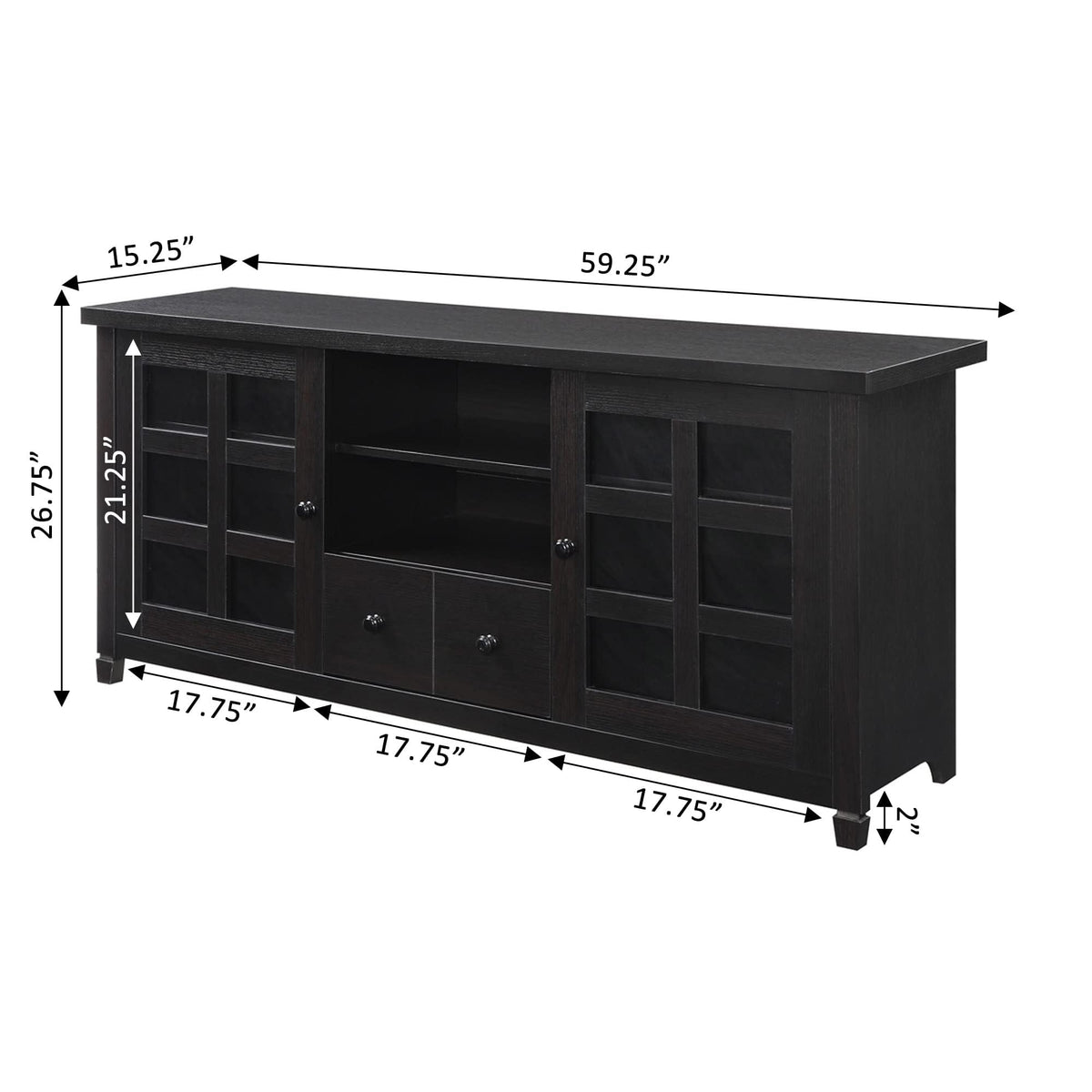 Espresso 1 Drawer TV Stand with Storage Cabinets and Shelves F546