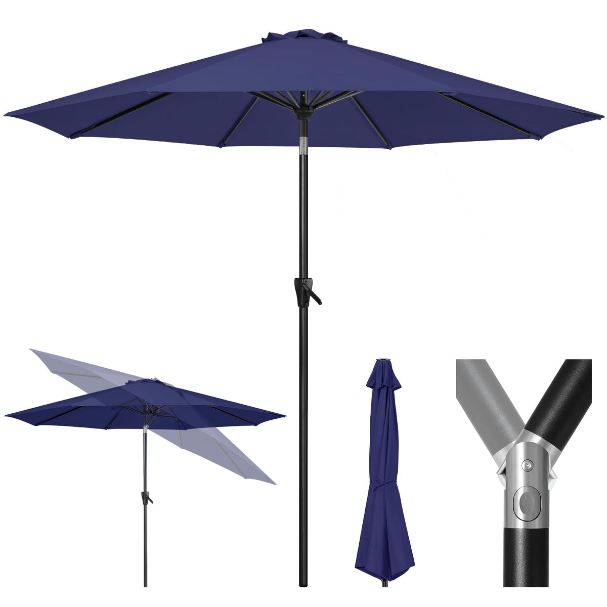 Patio Market Outdoor Table Umbrella with Push Button Tilt and Crank X486