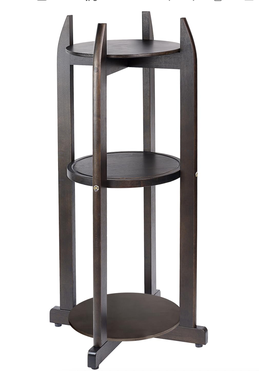 Solid Wood Water Dispenser Floor Stand with 3 Round Shelfs C199011