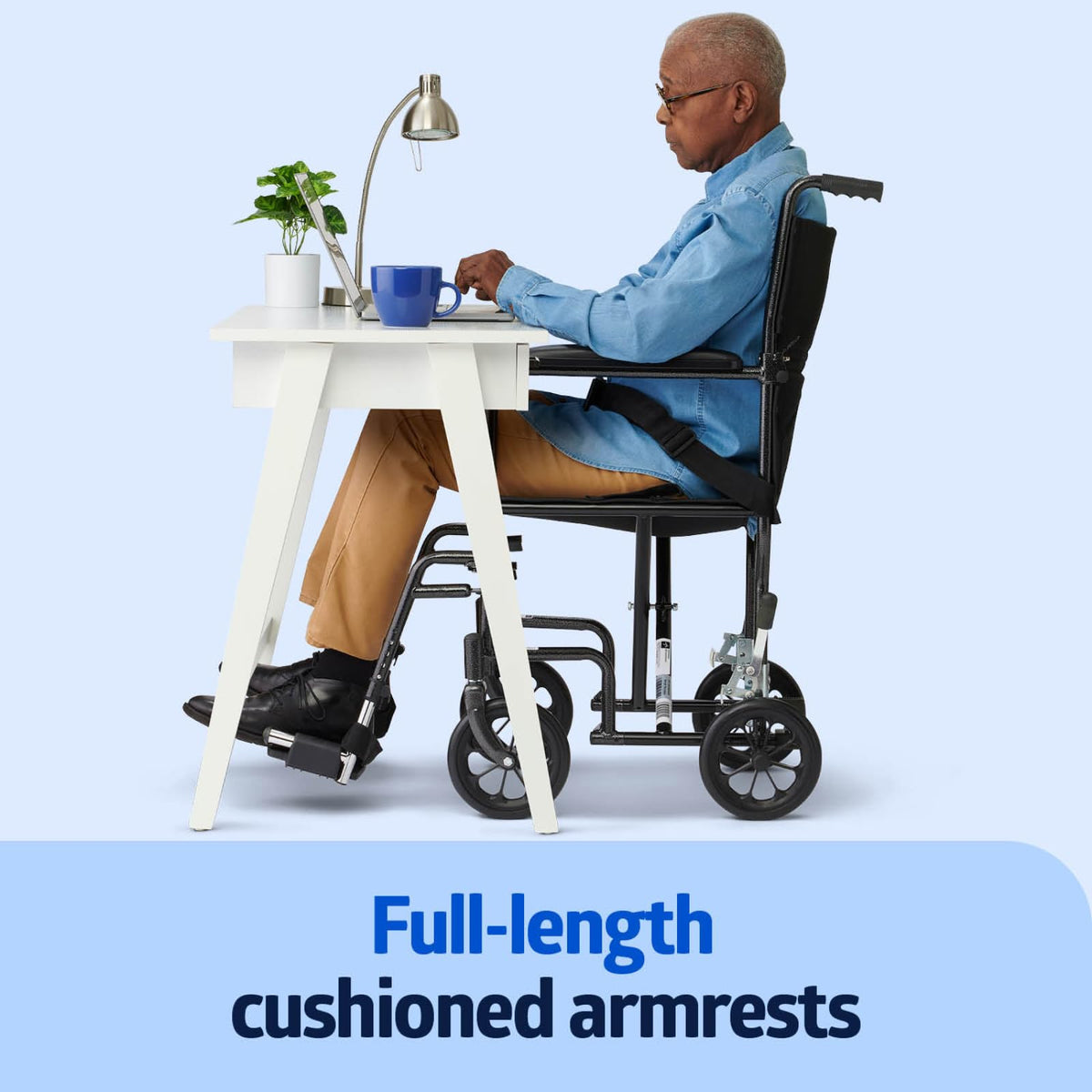 Folding Steel Transport Wheelchair with Swing-Away Footrests A16967