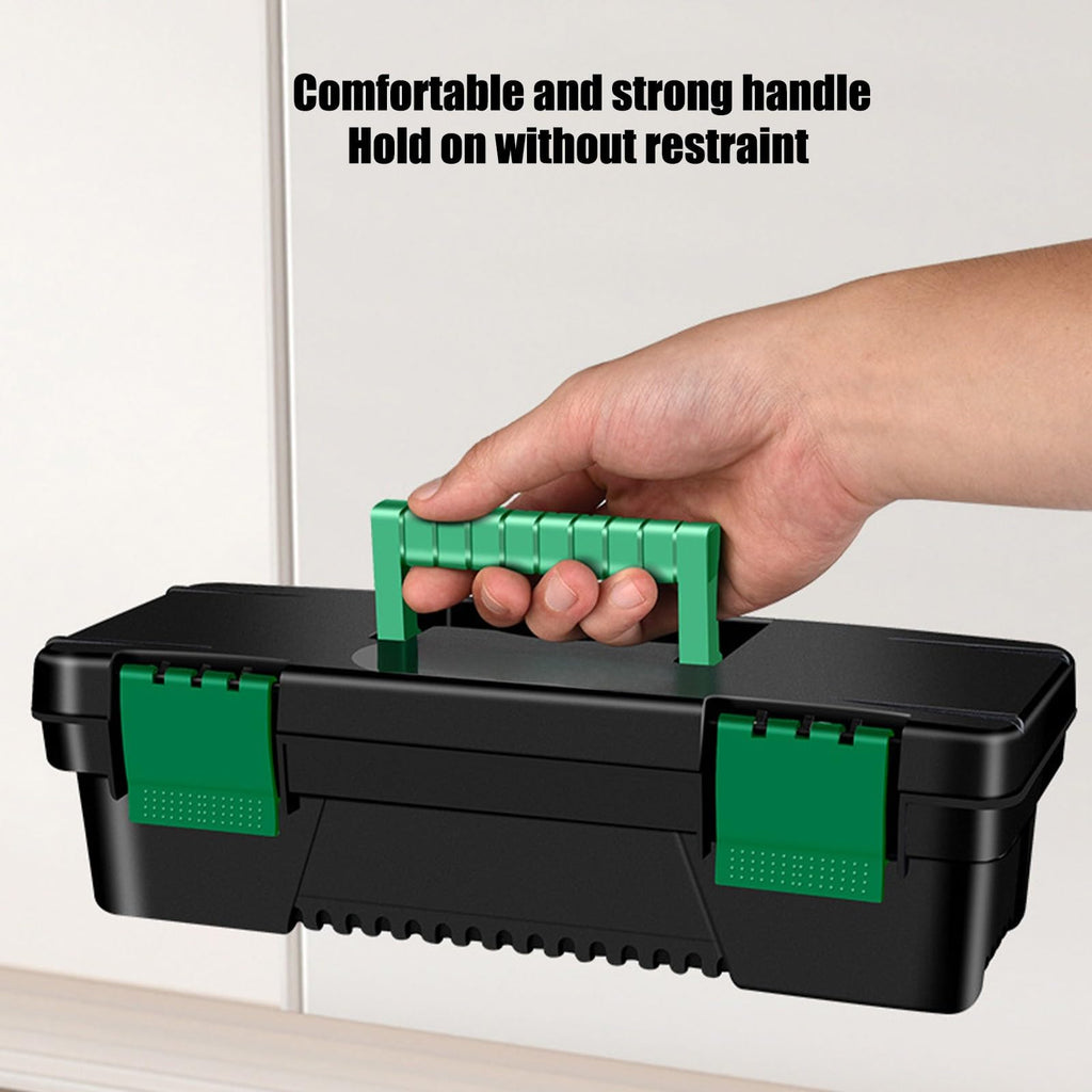 10-Inch Plastic Toolbox with Removable Tray and Double Lock Q605