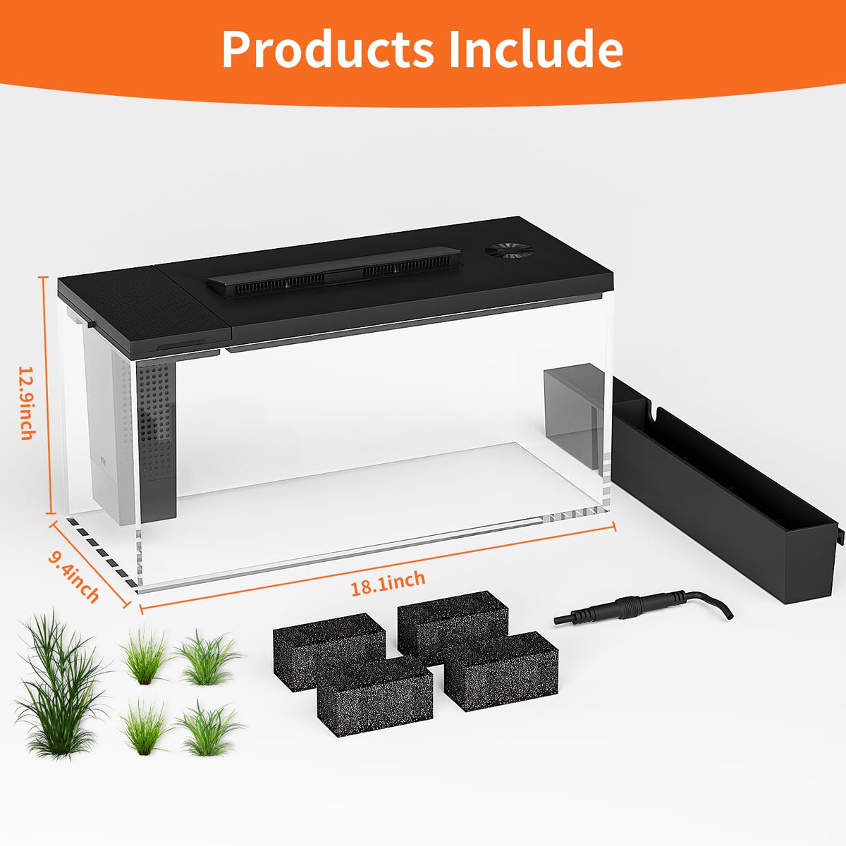 3.7 Gallon Betta Fish Tank Kit with Filter Light Water Pump M7628