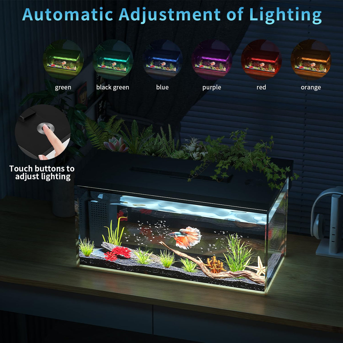 3.7 Gallon Betta Fish Tank Kit with Filter Light Water Pump M7628