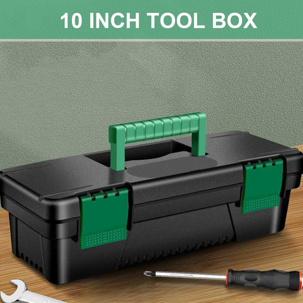 10-Inch Plastic Toolbox with Removable Tray and Double Lock Q605