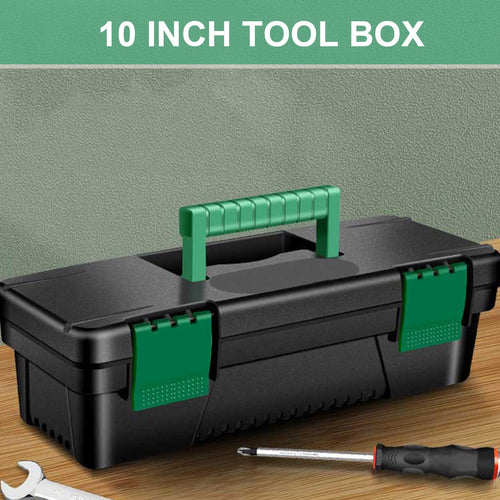 10-Inch Plastic Toolbox with Removable Tray and Double Lock Q605