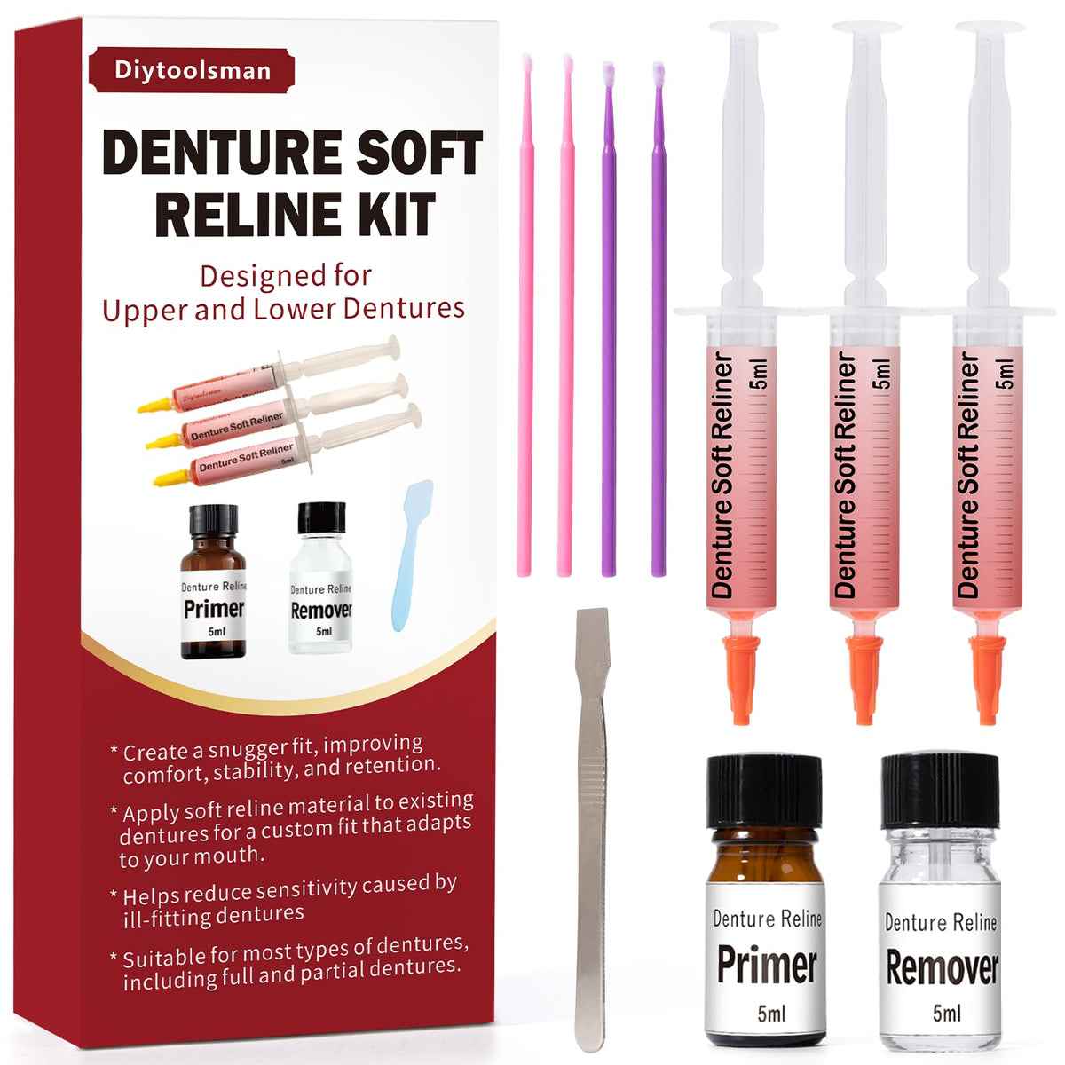Denture Soft Reline Kit for Upper and Lower Dentures Q82117