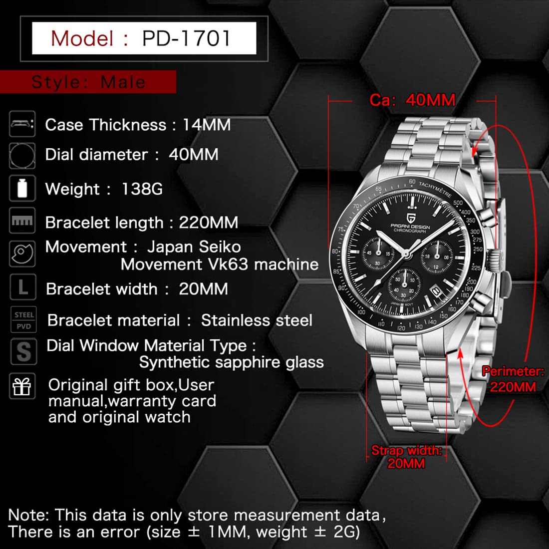 Men's Chronograph 40mm Sapphire A729