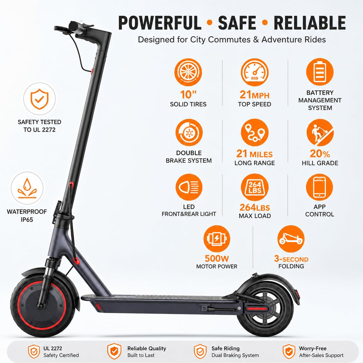 Electric Scooter with Dual Suspension and Braking System Z65657