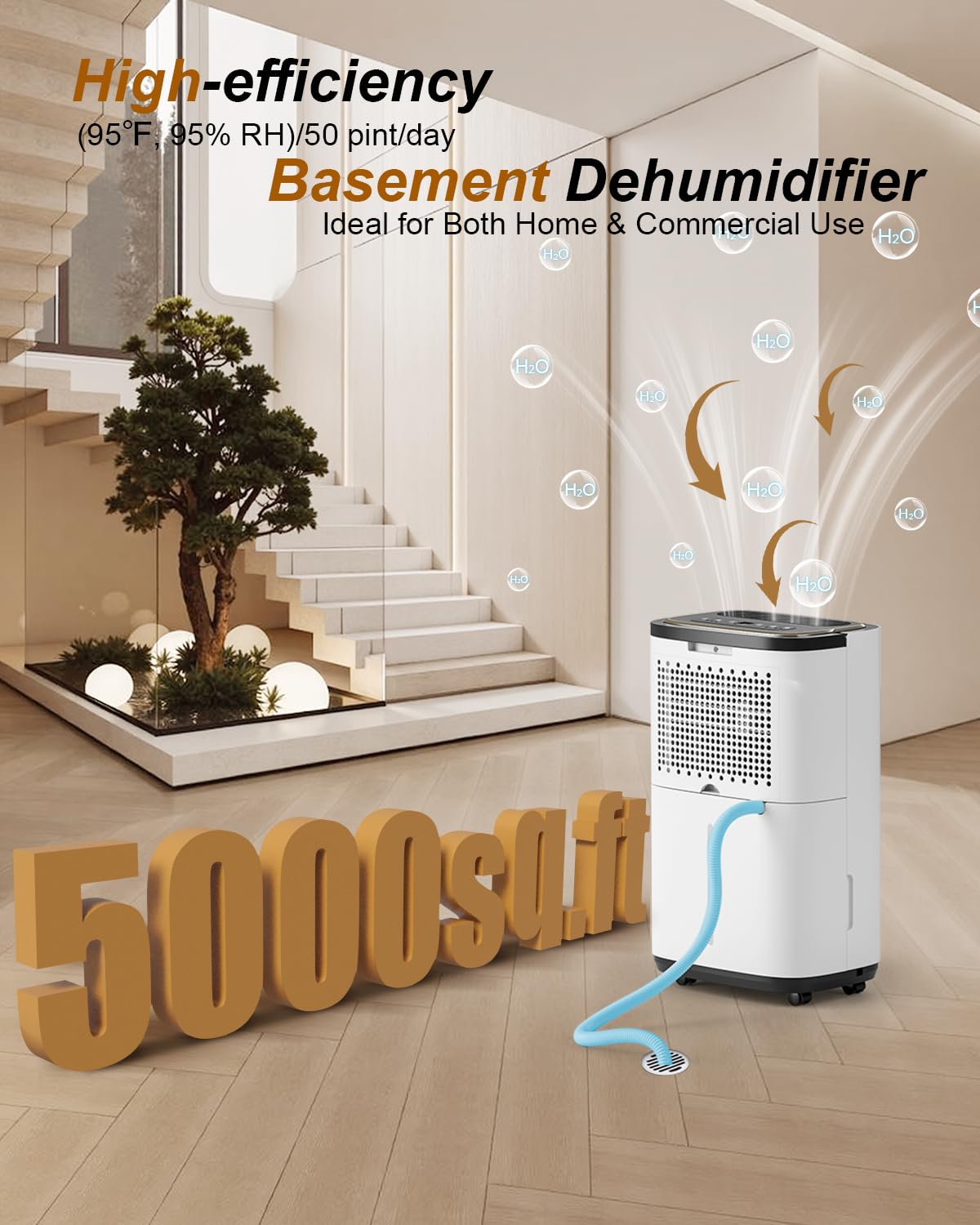 5000 Sq. Ft. 50 Pint Dehumidifier with Drain Hose B5679