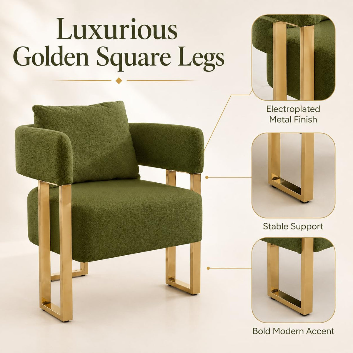 Green Teddy Accent Chair Set of 2 Upholstered Arm Chair V954662