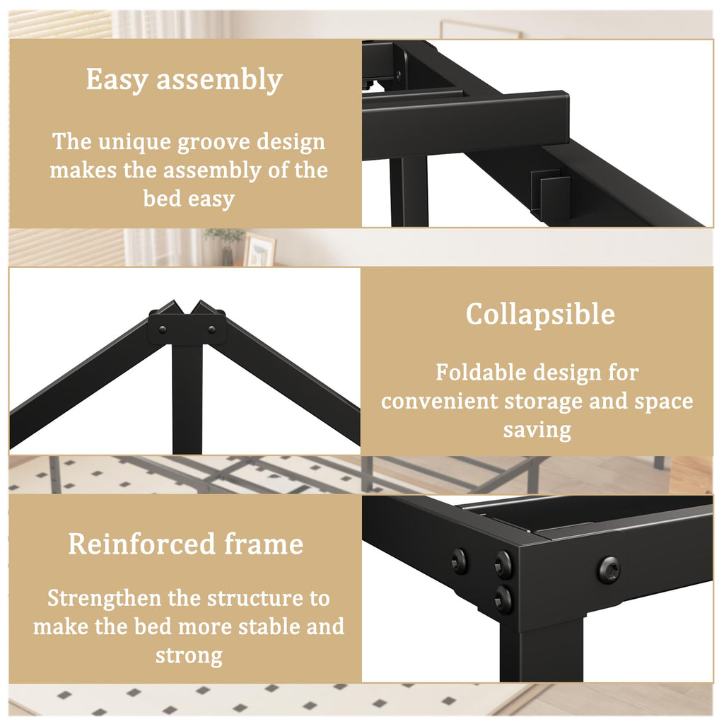 Queen 18 Inch Metal Platform Bed Frame, Black W249506