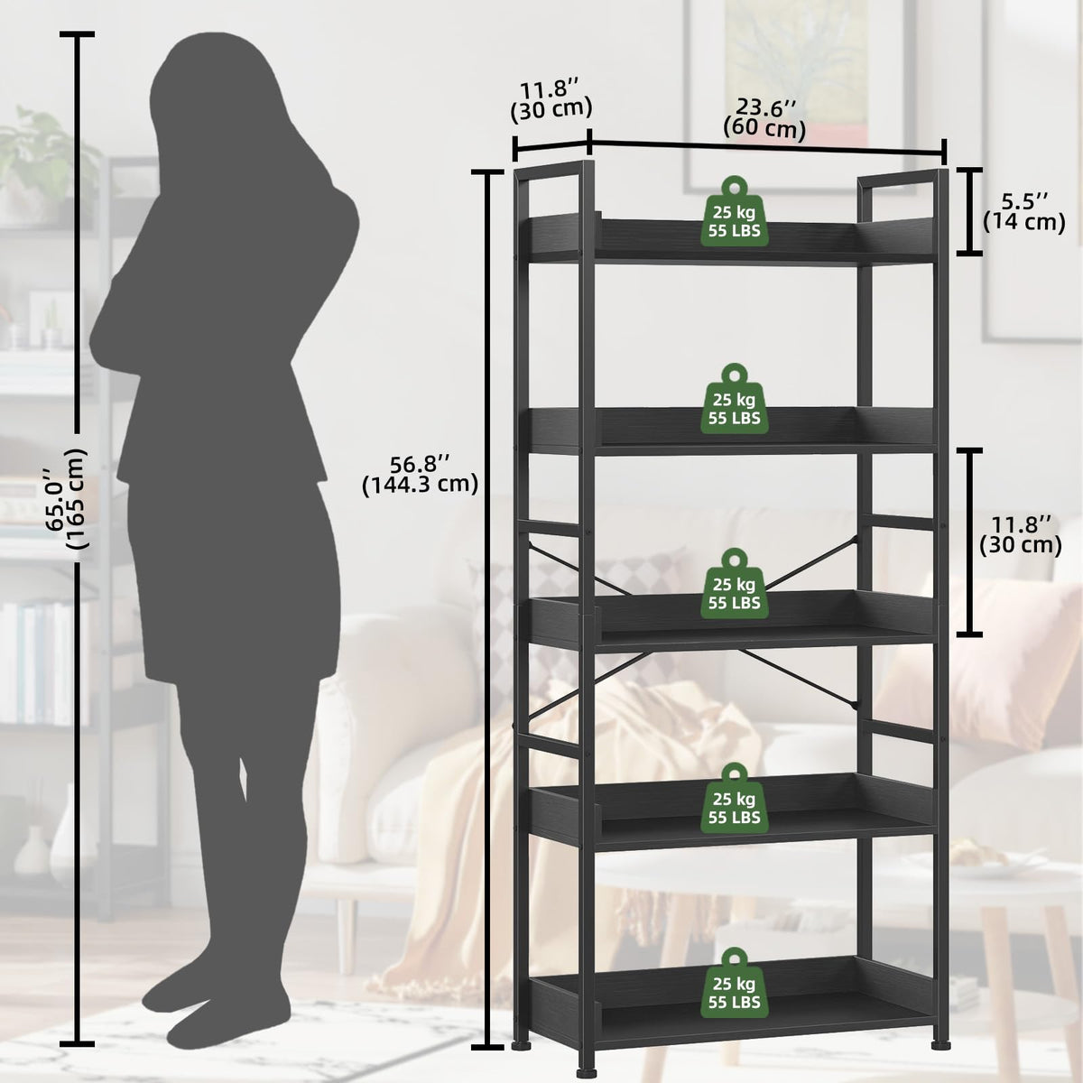 5 Tier Bookshelf E48225