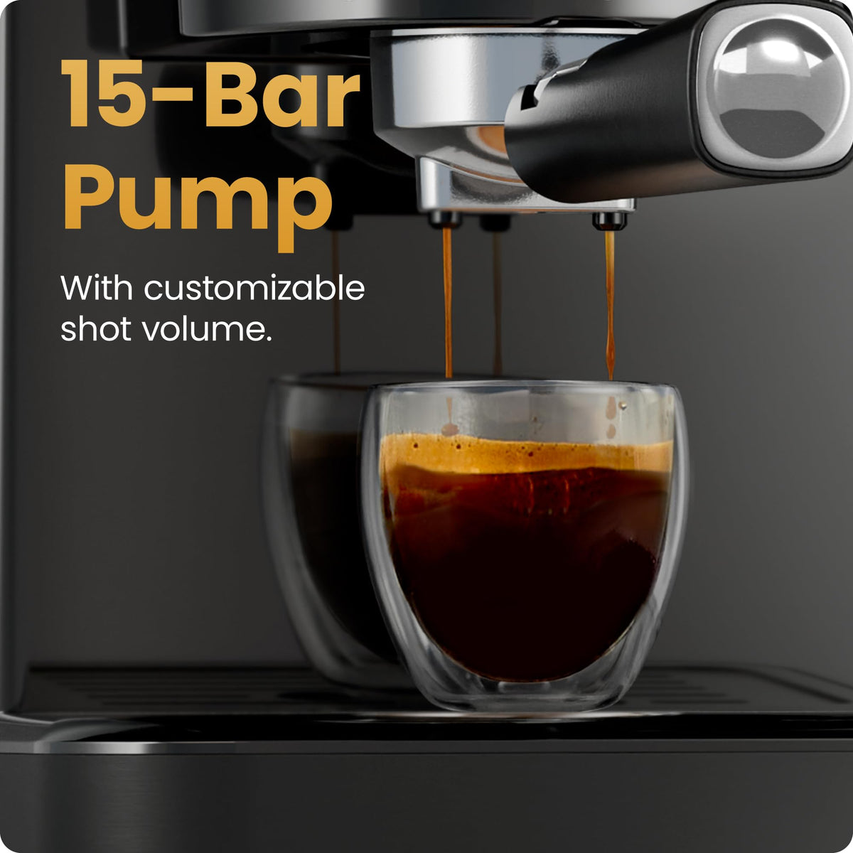 15 Bar Digital Espresso Machine with Steam Wand J59441