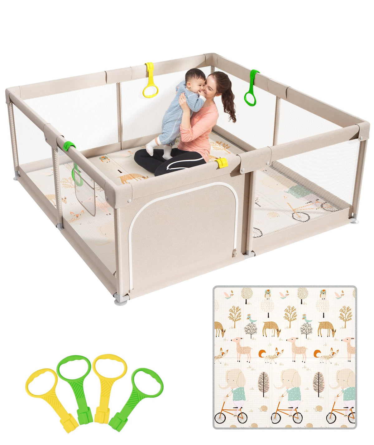 Grey Baby Playpen with Mat T322
