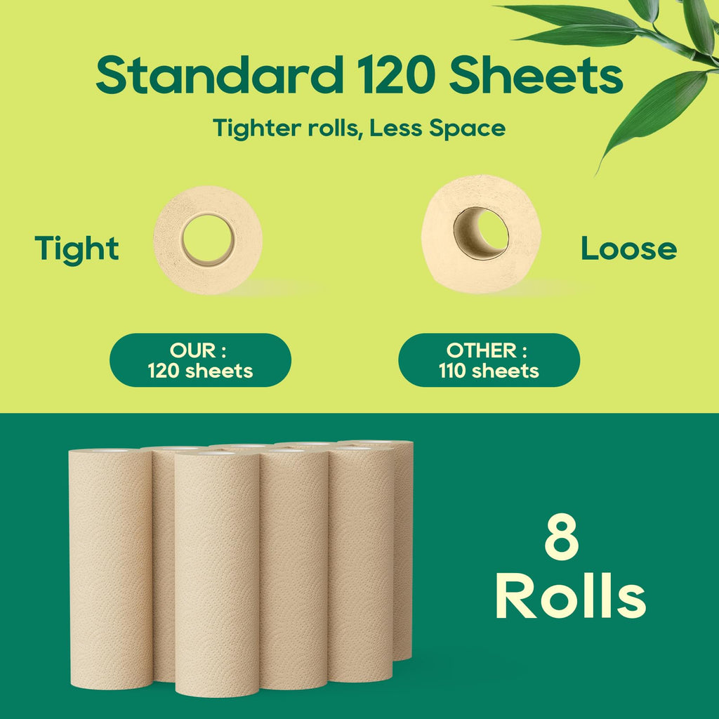 Bamboo Paper Towels, 8 Rolls, 2 Ply 120 Sheets X984
