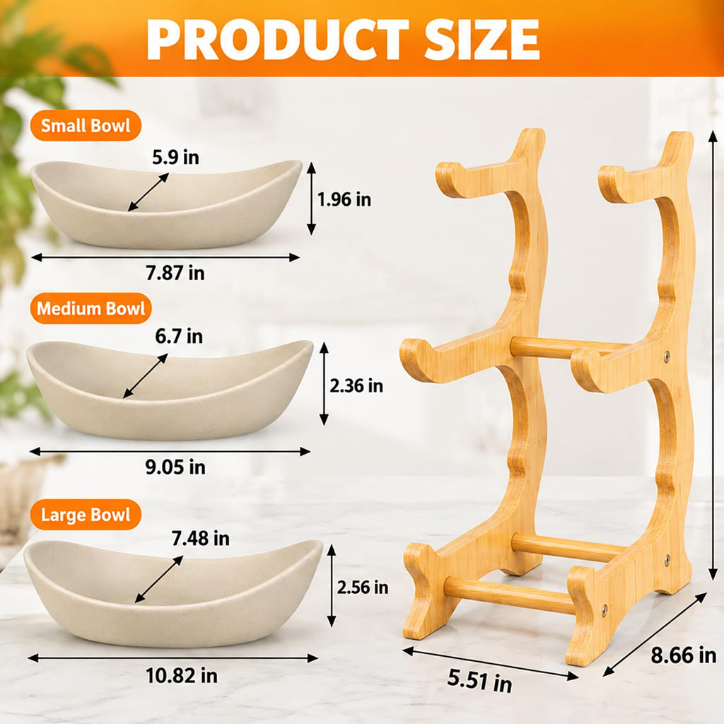 3 Tier Ceramic Fruit Basket with Bamboo Stand J476
