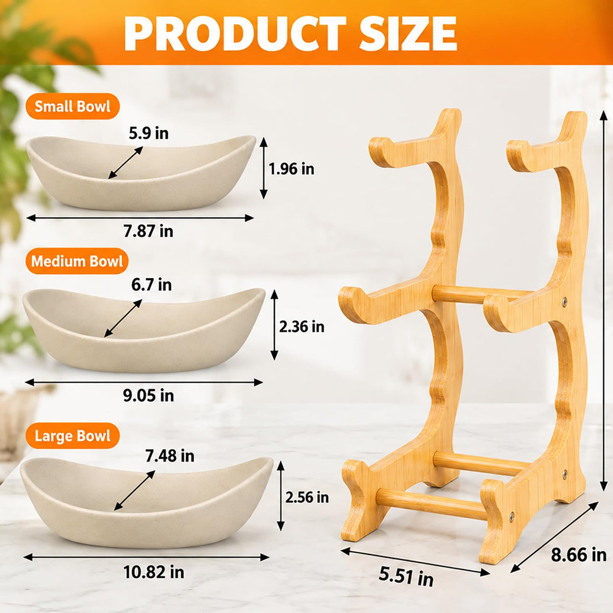 3 Tier Ceramic Fruit Basket with Bamboo Stand J476
