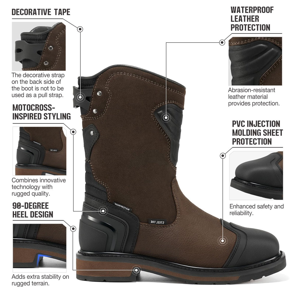 Steel Toe Waterproof Work Boots T1115