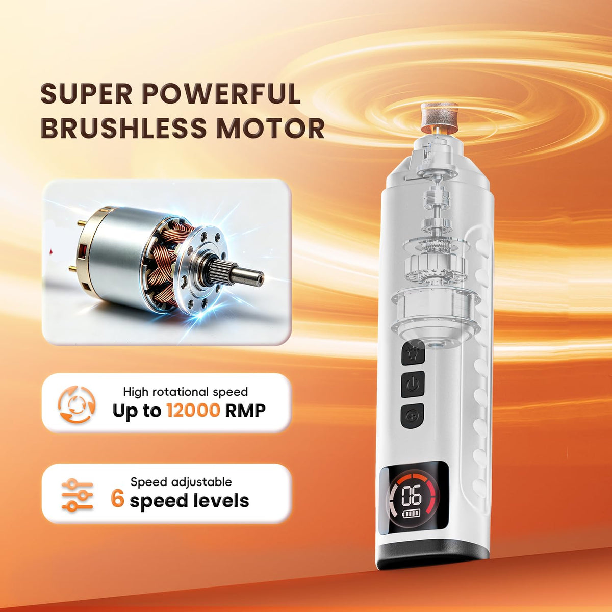 6-Speed Dog Nail Grinder with LED Light R742