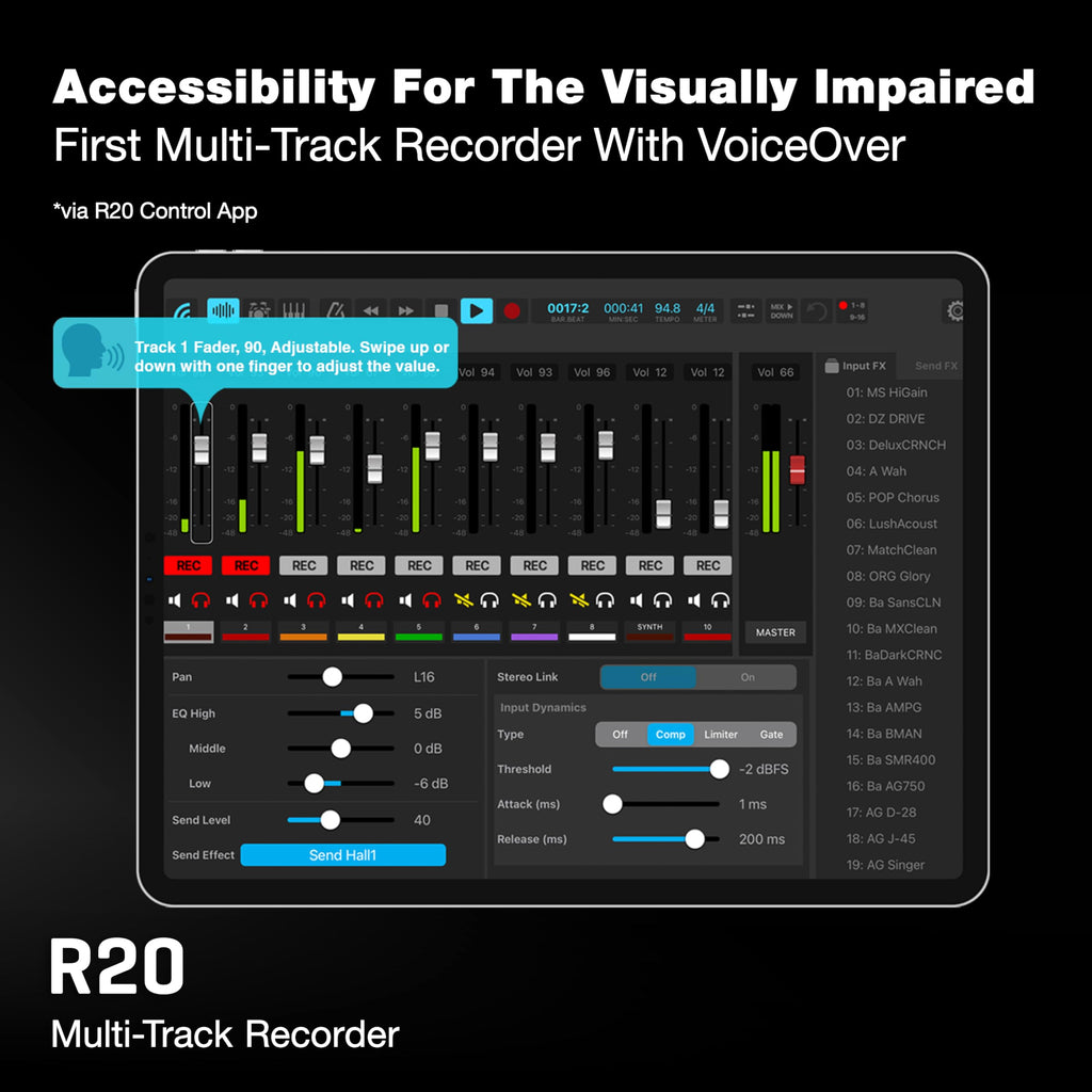16 Tracks 6 XLR Inputs Tabletop Recorder R457