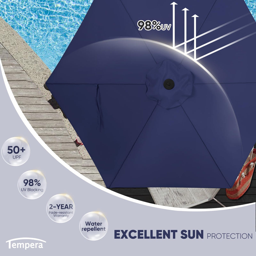 Patio Market Outdoor Table Umbrella with Push Button Tilt and Crank X486